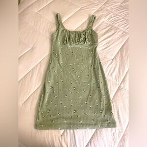 Audrey 3+1 light green with flowers sun dress